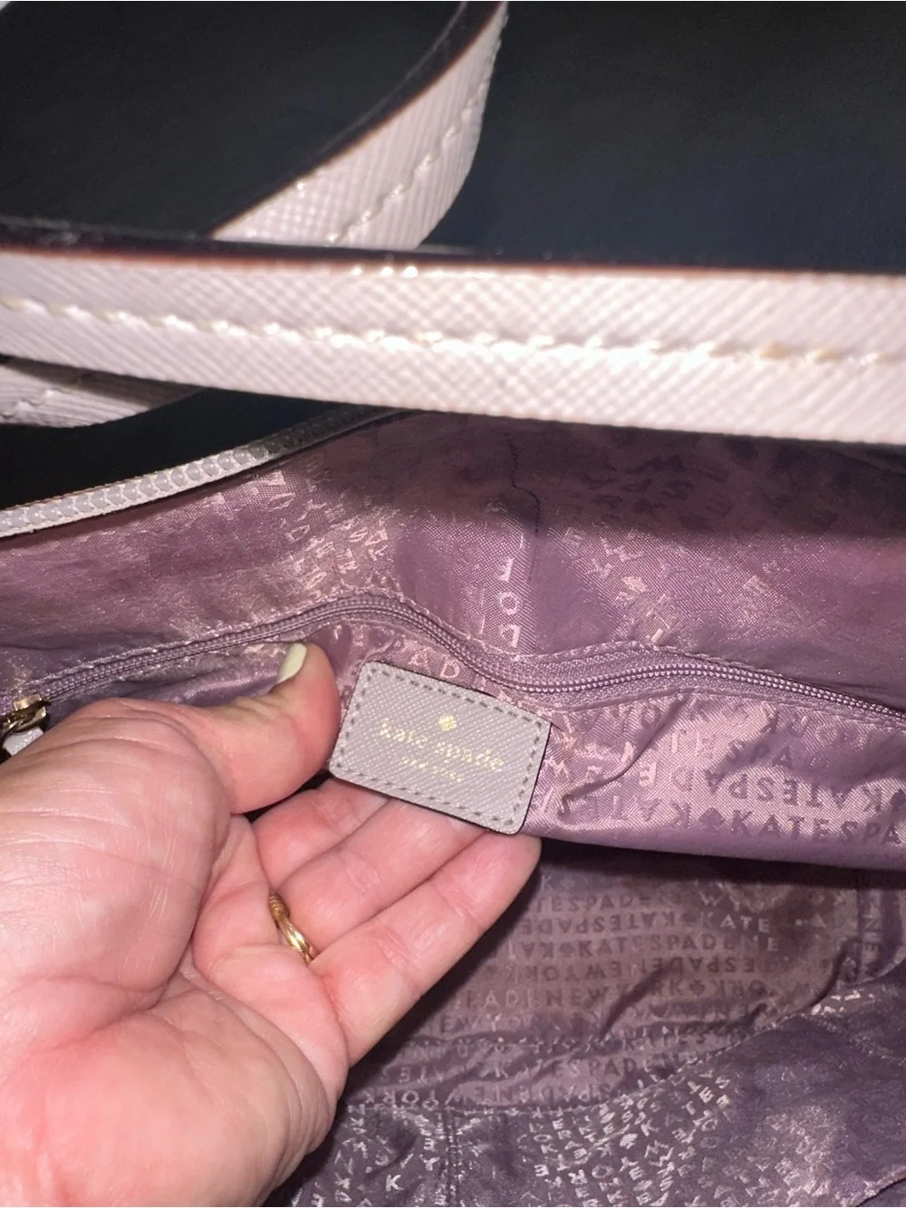 Kate Spade Haven Lane Hani Glitter Stripe Taupe Gold Stripe Shoulder Tote Bag
